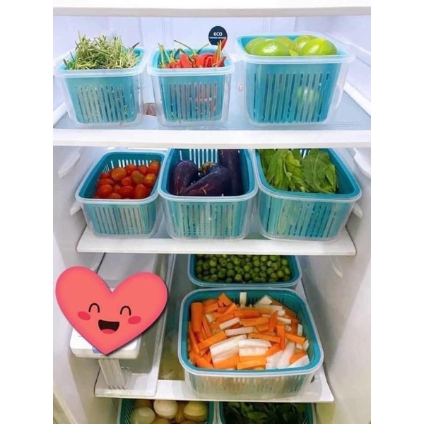 [Xả kho] Sét 5 hộp đựng thực phẩm kèm rổ lót bên trong cực tiện lợi