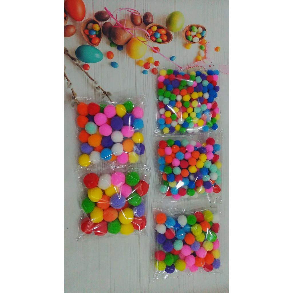 POMPOM pom pom cỡ 2CM - TÚI khoảng 125 VIÊN