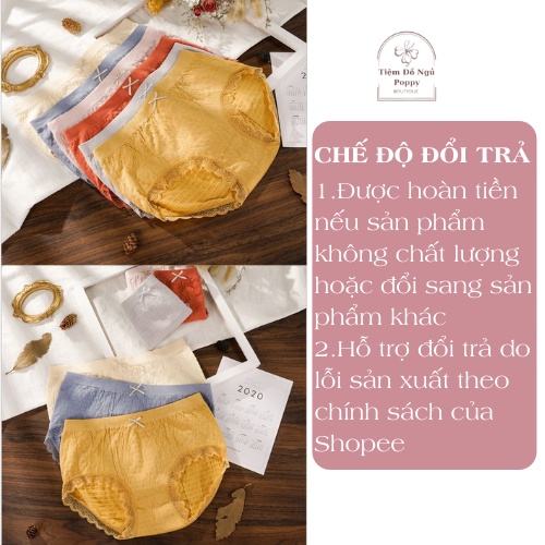 Quần lót nữ cotton không đường may, thoáng khí giữa eo cao cấp kháng khuẩn giá rẻ POPPY QL02 | BigBuy360 - bigbuy360.vn