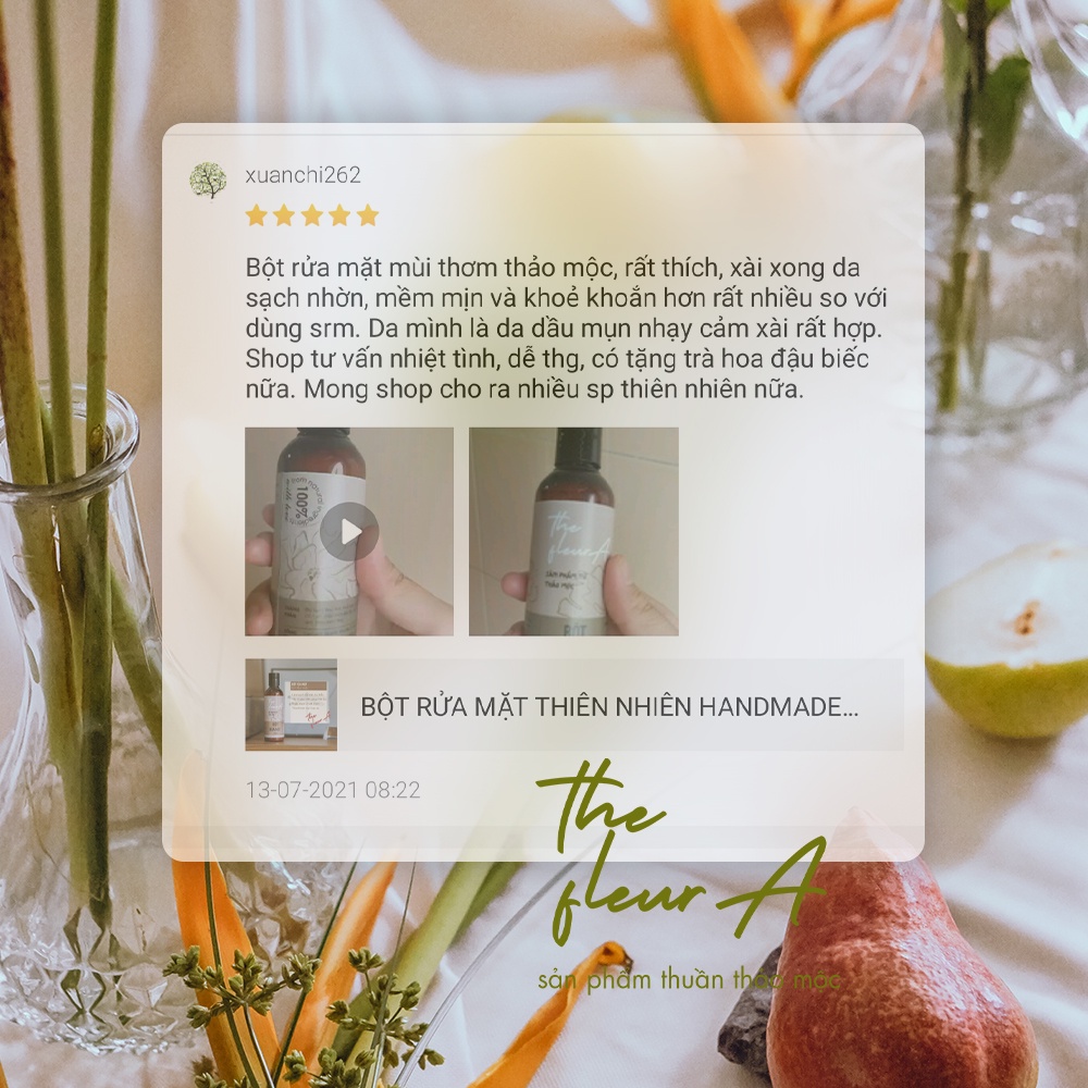 Bột Rửa Mặt Thảo Mộc Tẩy Tế Bào Chết Làm Sạch Da Mịn Da Giảm Thâm Mụn Dưới Da Sạch Bã Nhờn Thảo Mộc Fleura | BigBuy360 - bigbuy360.vn