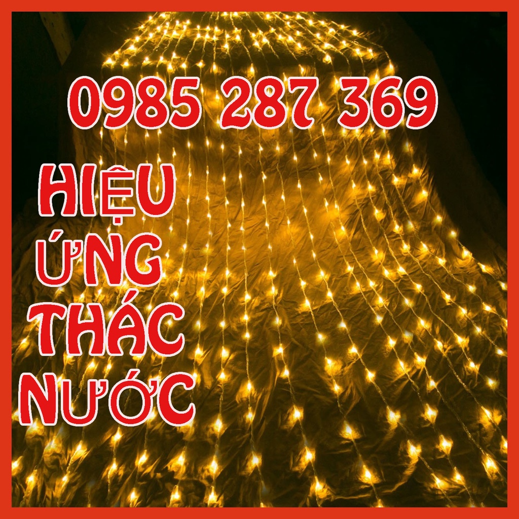Bộ Đèn Led Trang Trí Thả Mành Kiểu Mưa Rơi Thác Nước 10 Sợi 2m Đủ Màu. Ngang 3m
