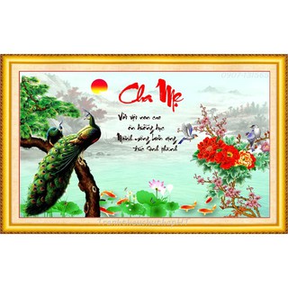 Tranh đính đá cha mẹ 85*53cm VS217 - tự đính