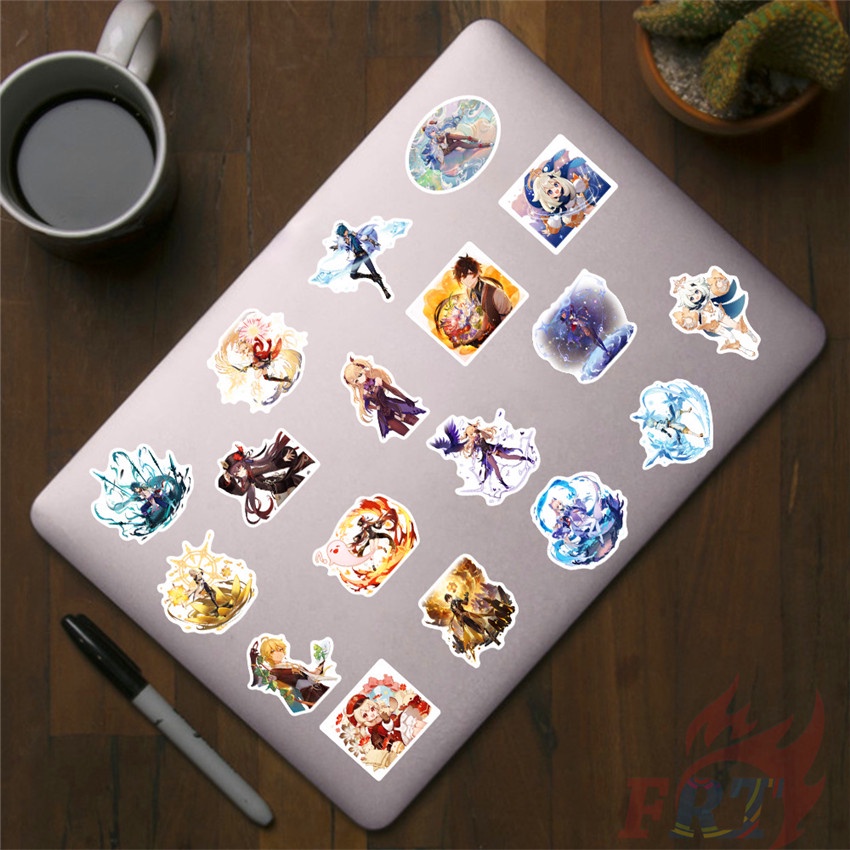 100 Nhãn dán họa tiết game hoạt hình Genshin Impact dòng D mẫu hỗn hợp thời trang chống nước DIY