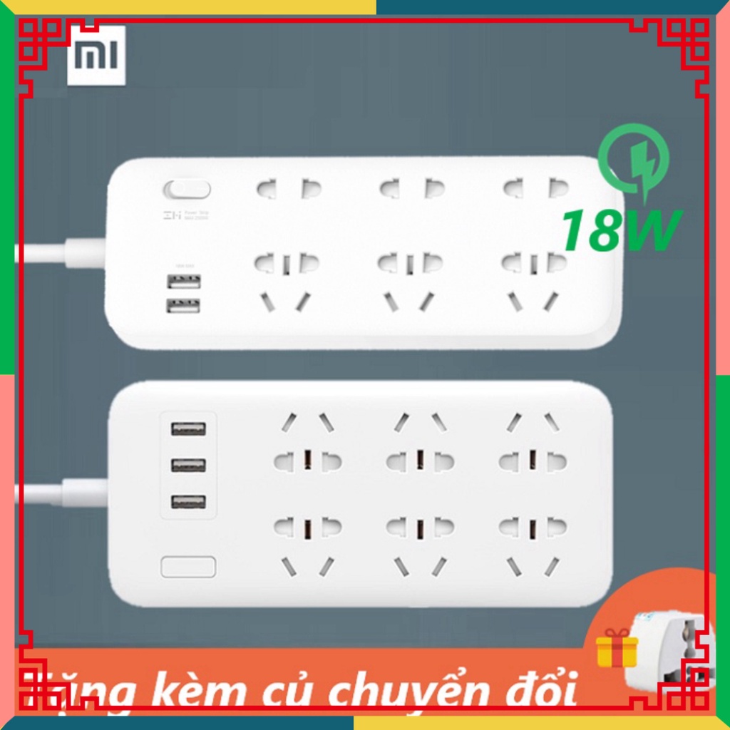 SIÊU KHUYẾN MÃI Ổ cắm Xiaomi ZMI Power Strip 6 cổng 2 USB CX05 - Ổ cắm điện Xiaomi Mi Power Strip 6 cổng 3 USB ZMI CX05