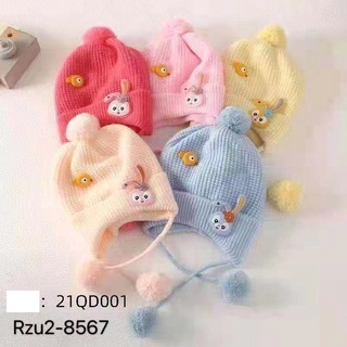 Mũ Len Thỏ Cột Dây Cho Bé 6-24 Tháng