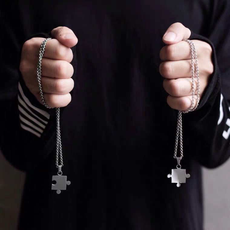 Dây chuyền thép titan 22286 phối mặt phong cách harajuku cho cặp đôi