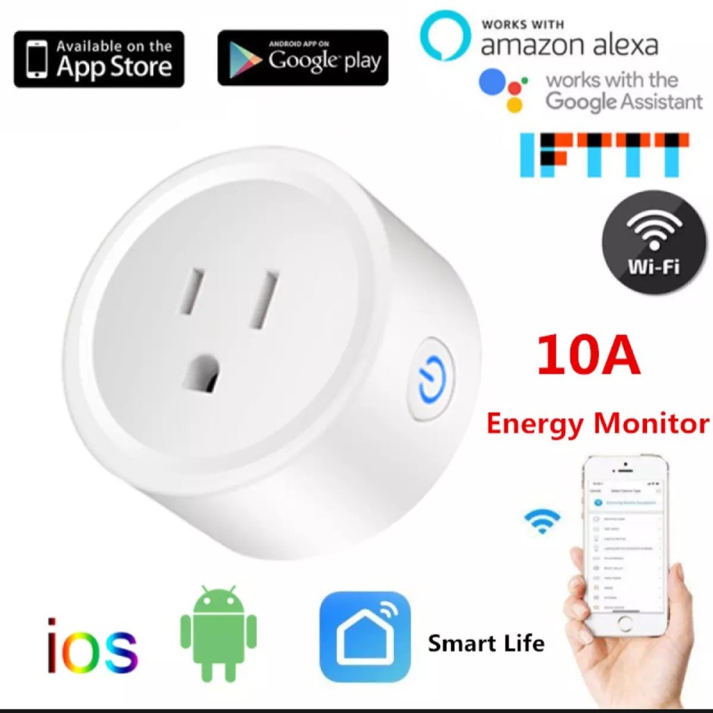 Hight Quaity (Thống kê điện năng) Ổ cắm wifi 10A US Smart Life Hẹn giờ thông minh