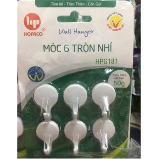 (6cái/1vĩ) Combo 10vĩ móc dán tường nhí hofaco