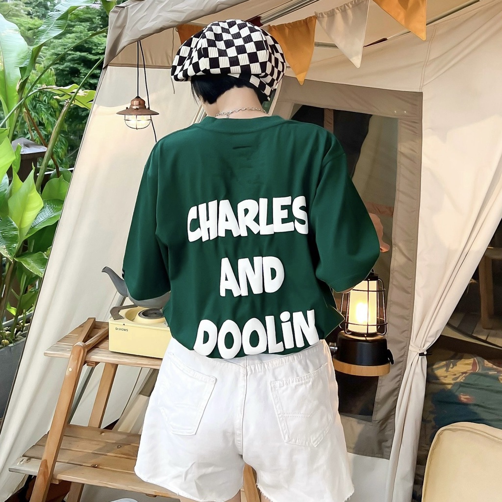 Elmer Signature - Áo thun in nổi 3D màu xanh lá 100% cotton 2 chiều