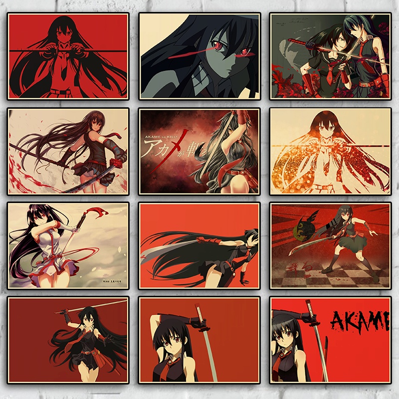 Mô Hình Nhân Vật Anime Akame ga KILL Độc Đáo Áp Phích Treo Tường Trang Trí Phòng Trẻ Em Phong Cách Retro
