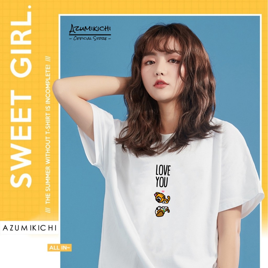 Áo thun tay lỡ Unisex AZUMIKICHI form rộng in hình LOVE YOU - Z15
