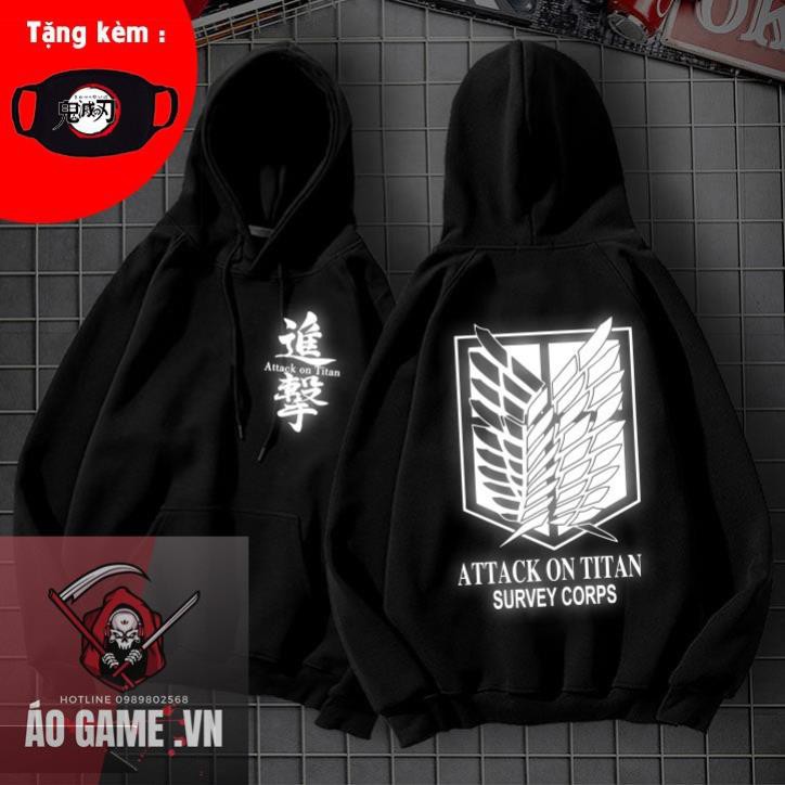 Áo khoác ÁO HOODIE in hình ao game Attack on Titan ĐỘC đẹp nhất TẶNG KÈM BỊT MẶT