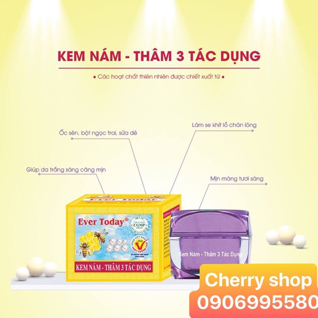 Kem ever today nám thâm trắng da 3 tác dụng 10g đủ giấy