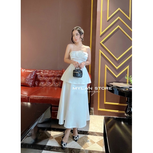 ĐẦM THIẾT KẾ MYLAN STORE MÀU TRẮNG CHẤT LỤA NHẬP CAO CẤP