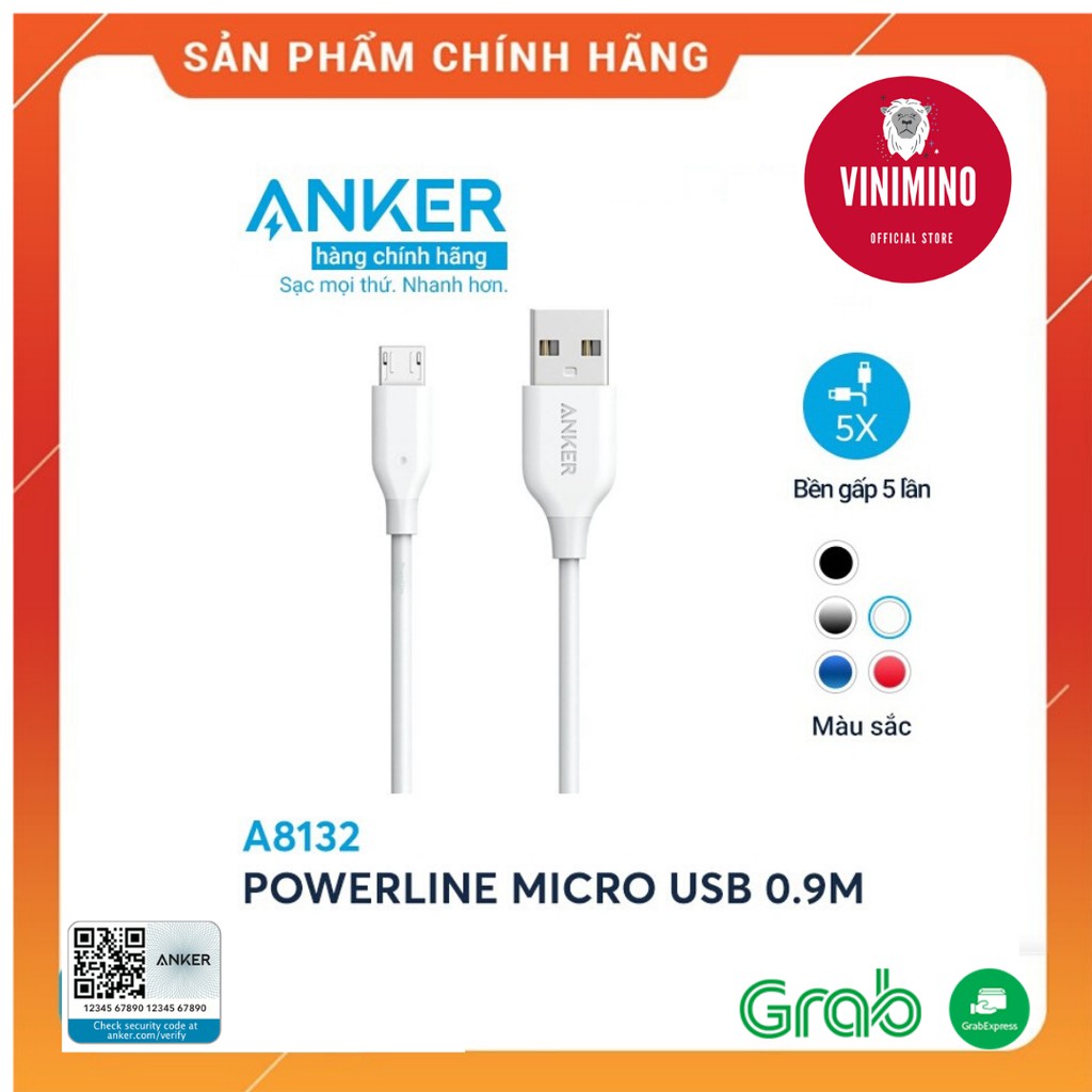 Dây Cáp Sạc Micro USB Anker PowerLine 0.9m - A8132 - Hàng Chính Hãng | Vinimino