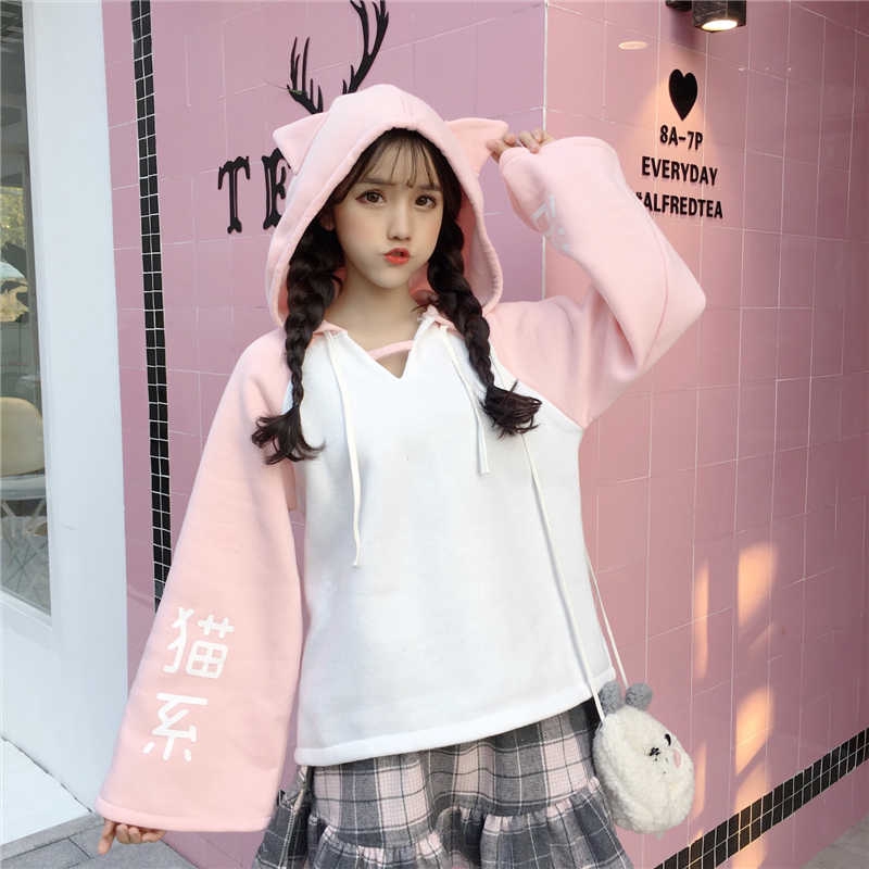 Áo Khoác Hoodie Tai Mèo Dễ Thương