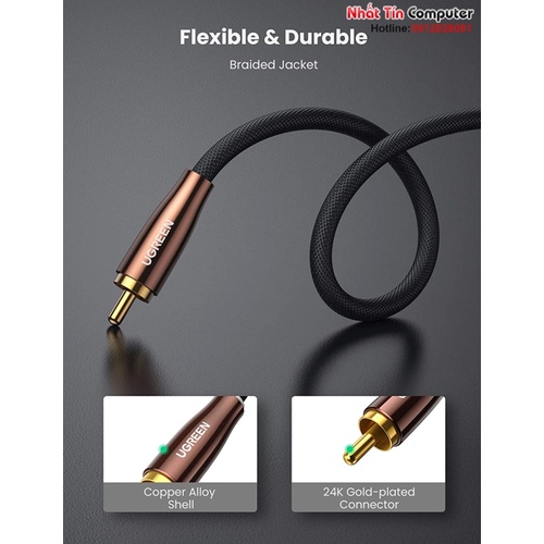 Cáp âm thanh Audio Coaxial RCA to RCA bọc Nynol dài 2M Ugreen 10190 cao cấp