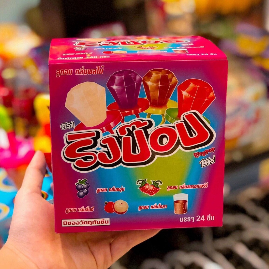 Hộp 24 chiếc kẹo nhẫn kim cương RingPop Thái Lan đủ vị siêu ngon
