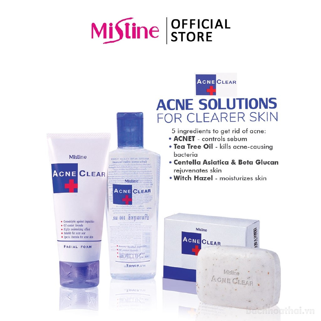 Sữa rửa mặt sạch mụȵ trứng cá sáng da Mistine Acne Clear Facial Foam Thái Lan