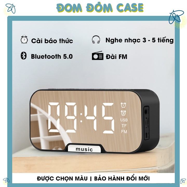 Loa Bluetooth Kiêm Đồng Hồ G10 Mặt Gương Hiển Thị Đèn Led - Đài FM - Đồng Hồ Báo Thức - Bảo hành 03 tháng 1 đổi 1