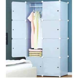 Tủ nhựa ghép - tủ quần áo - 8 ô nhiều mẫu-xanh