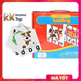Đồ chơi giáo dục: Bộ thẻ ghép hình và từ tiếng Anh-Match it - Spelling game- KK store