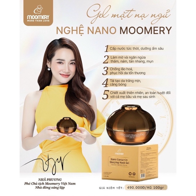 Mặt nạ ngủ nghệ Nano curcumin Sleeping Mask Gel- Moomery Nhã Phương