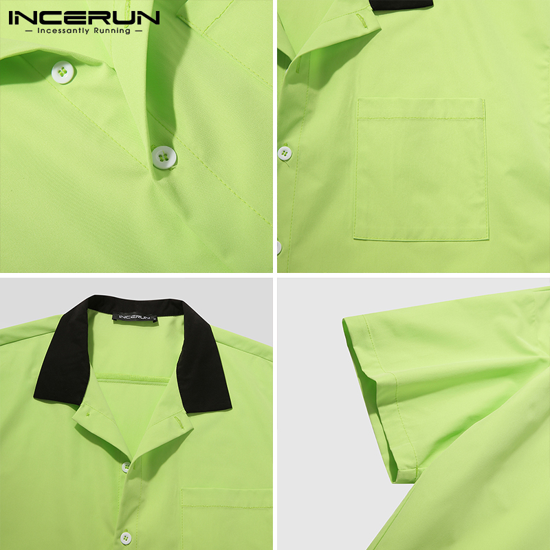 Áo Sơ Mi Incerun Thời Trang Nam Dài Tay Dáng Rộng Gài Nút Kiểu Đường Phố