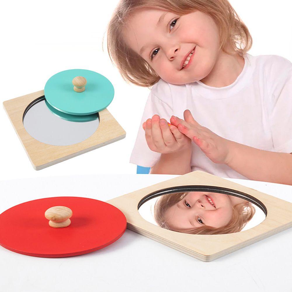 Bảng Hiệu SUSANS Mặt Gương Màu Đỏ / Xanh Dương Theo Phương Pháp Montessori Cho Trẻ Mới Biết Đi