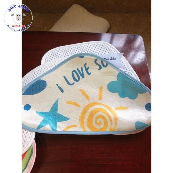 GỐI SỢI TRE CAO CẤP CHO BÉ KÈM TẤM LÓT 3D THOÁNG KHÍ