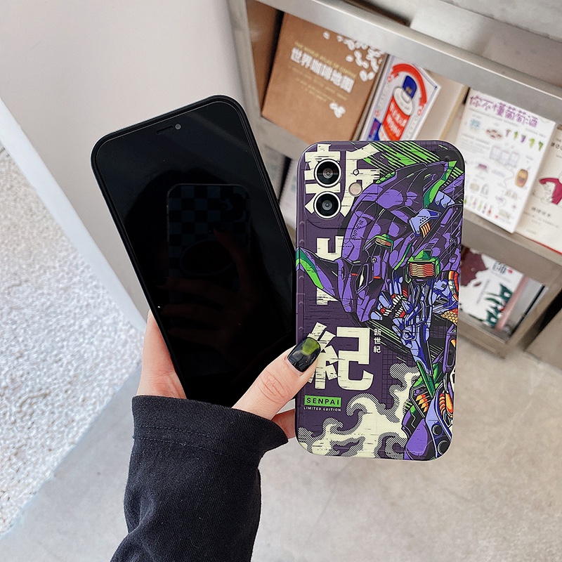 Ốp Điện Thoại Bề Mặt Nhám Họa Tiết Hoạt Hình Evangelion Cho iPhone 14 Plus 7 8 Plus X XS XR 11 12 13 Pro Max