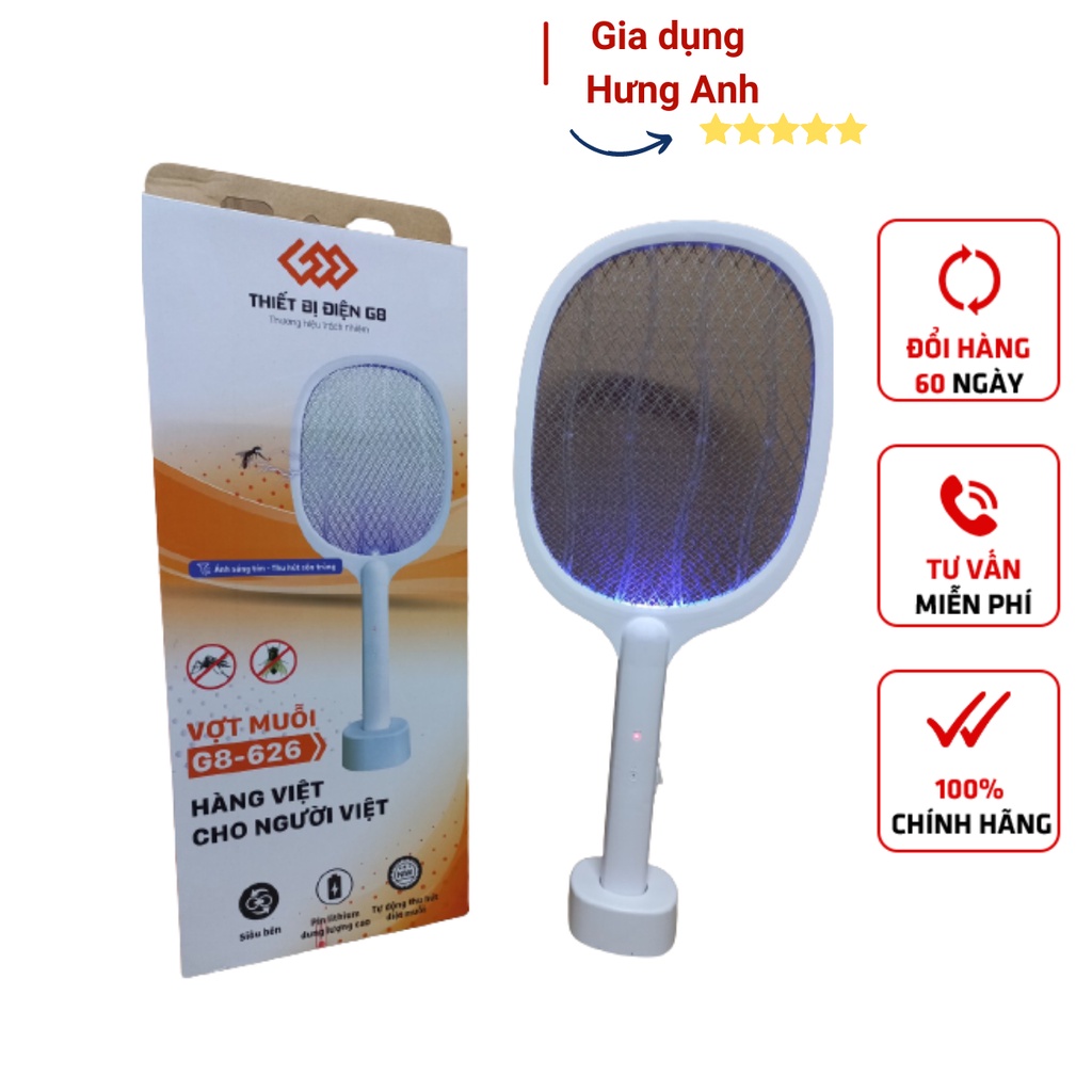 Vợt Muỗi Kiêm Đèn Bắt Muỗi 2 trong 1 Thiết bị điện G8 G8-626 - Pin sạc cao cấp 1200 mAh - Bảo hành 6 tháng