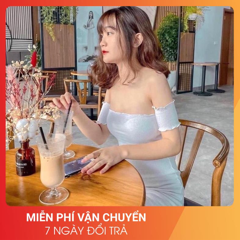 Váy Body Viền Bèo Hở Vai Nữ [FREESHIP] 🌸 Đầm dáng ôm cộc tay bánh bèo tiểu thư màu ĐEN | TRẮNG Ulzzang 🌸 | BigBuy360 - bigbuy360.vn