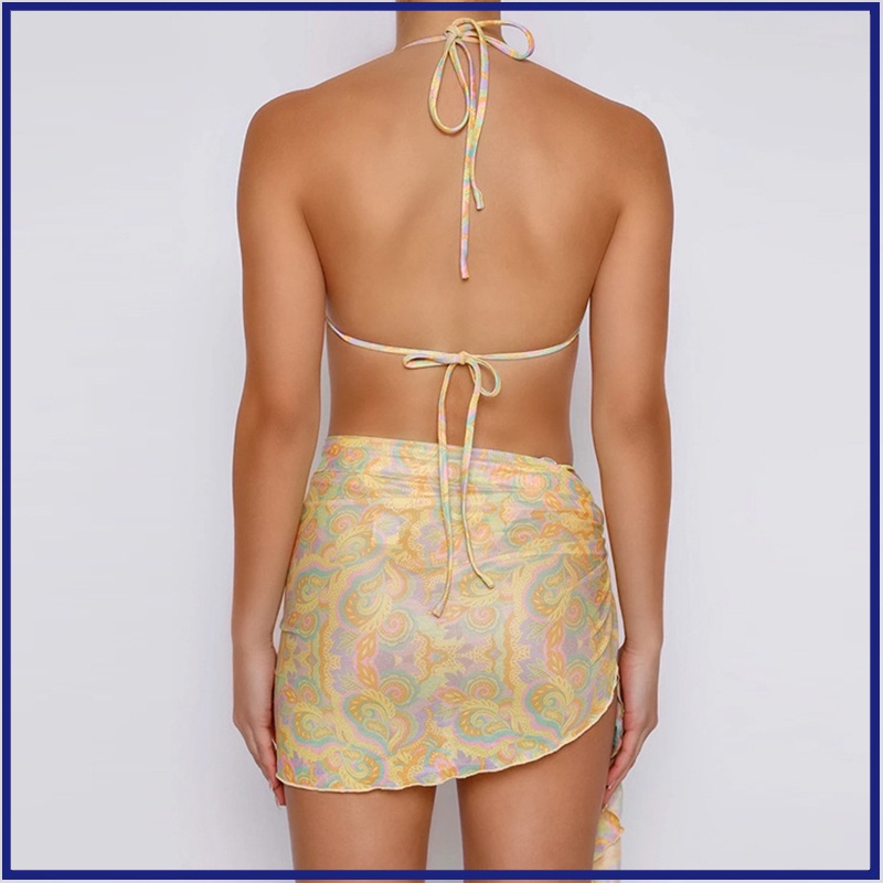 Bộ Đồ Bơi Ba Mảnh Họa Tiết In Thời Trang Gợi Cảm Cho Nữ