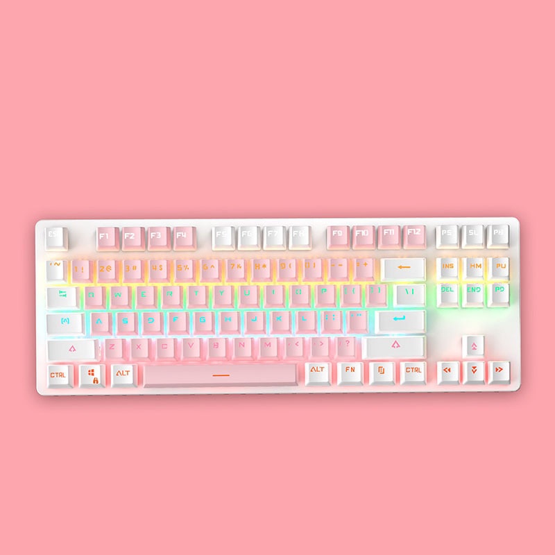 Bàn phím cơ màu hồng, có LED siêu đẹp TKL, Bàn phím dễ thương cho bạn nữ I Pink Gaming Keyboard