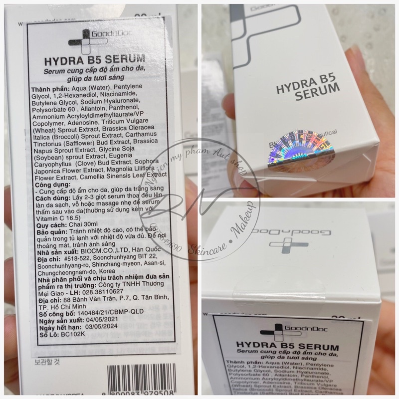 [HÀNG NHẬP KHẨU] Serum Dưỡng Ẩm Phục Hồi, Sáng Da, Mờ Thâm Sạm, Chống Lão Hóa Da GoodnDoc Hydra B5 30ml