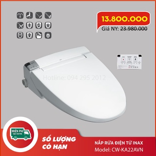 Nắp bồn cầu điện tử cw-ka22avn/bw1, bảo hành chính hãng toàn quốc 2 năm
