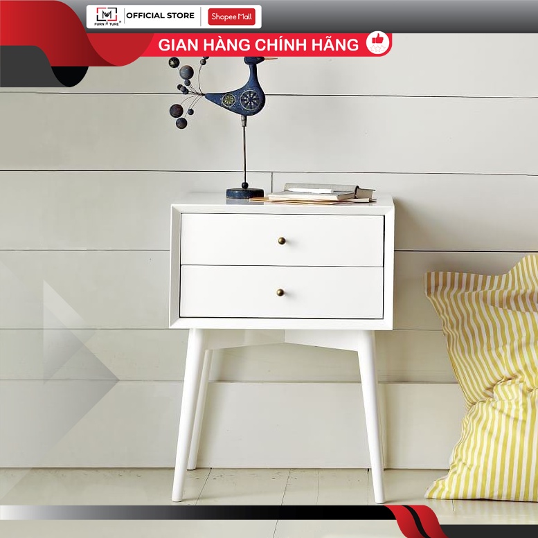 Tủ để đầu giường nhỏ gọn sang trọng màu trắng thương hiệu MW FURNITURE - Nội thất căn hộ