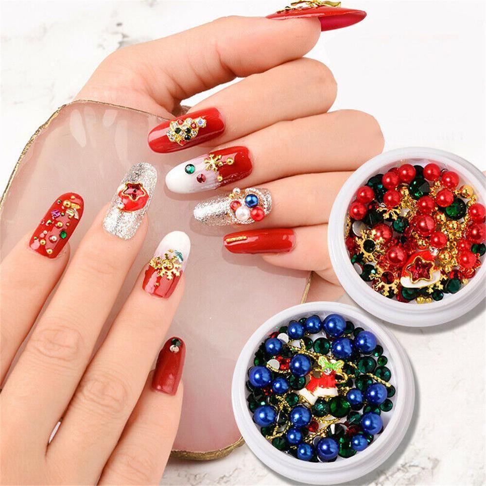 Phụ Kiện Trang Trí Móng Tay Chủ Đề Giáng Sinh Xinh Xắn|Hạt Kim Loại Hình Bông Tuyết 3D Đính Móng Nghệ Thuật