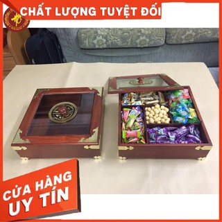 Khay bánh kẹo Phú quý cát tường mẫu vuông - Hộp mứt Tết mẫu vuông