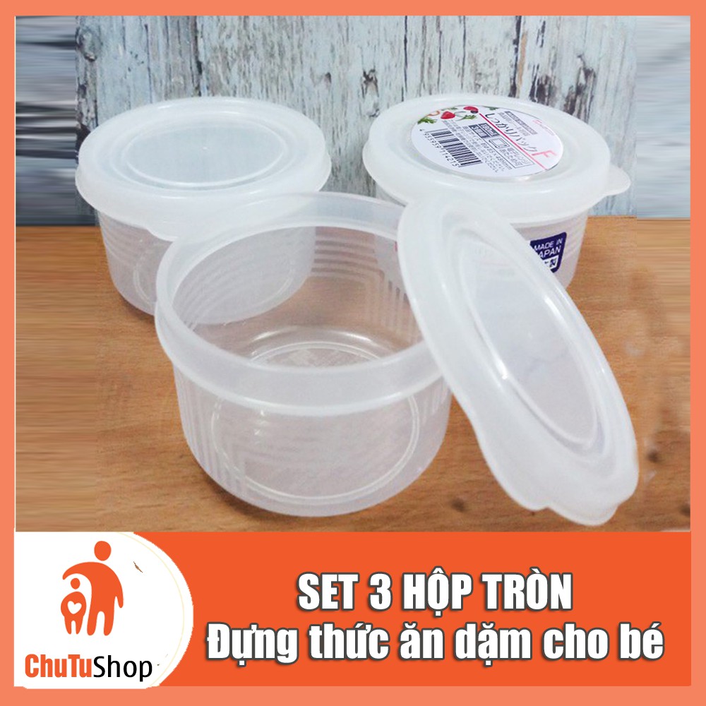 Set 3 hộp trữ thức ăn tròn Nakaya Nhật Bản 180ml - Hàng Nhật| Chutushop