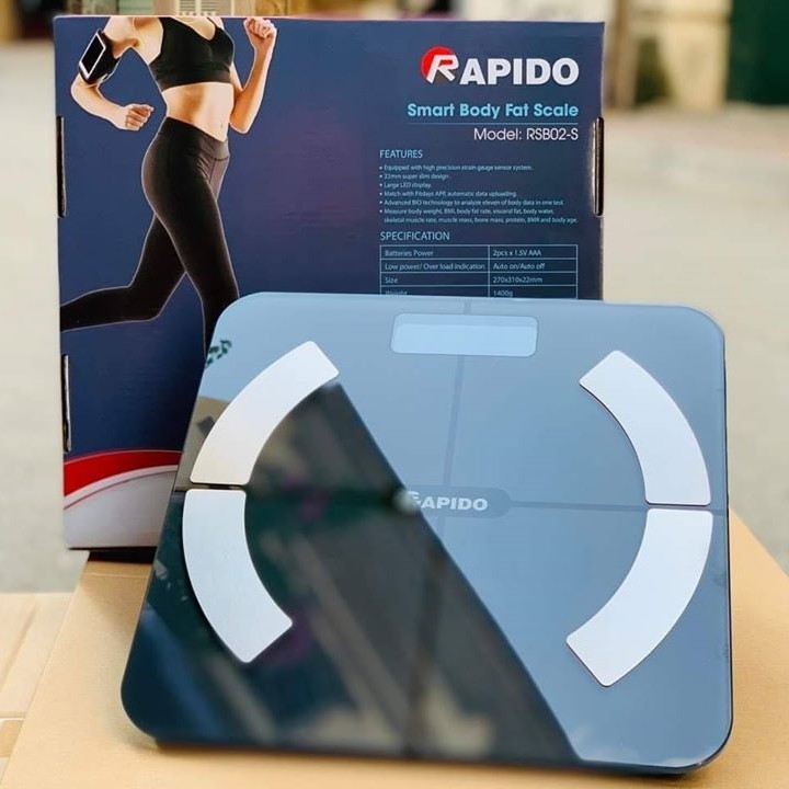 Cân sức khỏe thông minh Rapido RSB02-S 10 chỉ số cơ thể (có Bluetooth - màu đen/trắng)