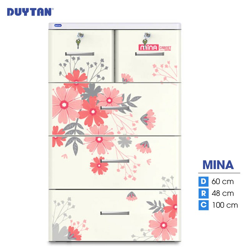 Tủ nhựa Duy Tân Mina 4 tầng 5 ngăn - Nhiều hoa văn