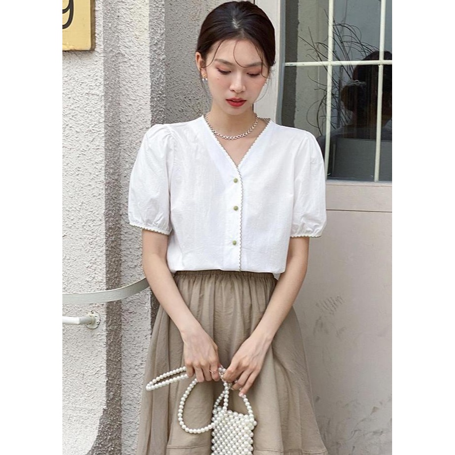 Áo Kiểu Tay Ngắn Cổ Chữ V Thời Trang Cho Nữ 50887