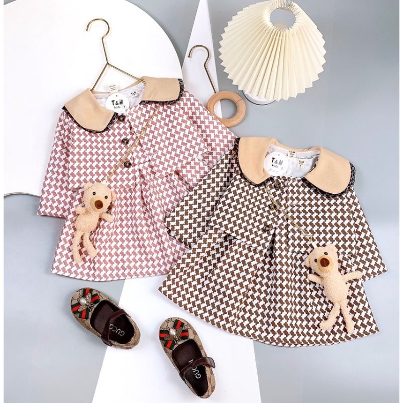 Set váy dạ Kèm Túi Gấu xinh cho bé gái