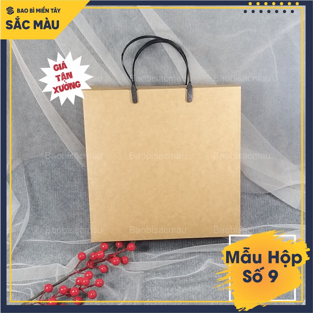 Combo 5 hộp giấy kraft có quai xách chắc chắn đựng áo quần thời trang, tranh ảnh, Album, quà tặng, thực phẩm…- Mẫu hộp 9