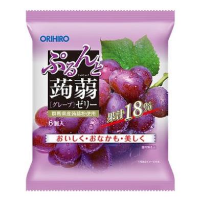 Thạch trái cây Orihiro vị nho tím – quà vặt cho bé giúp tăng cường tiêu hóa (1 gói 6 túi)