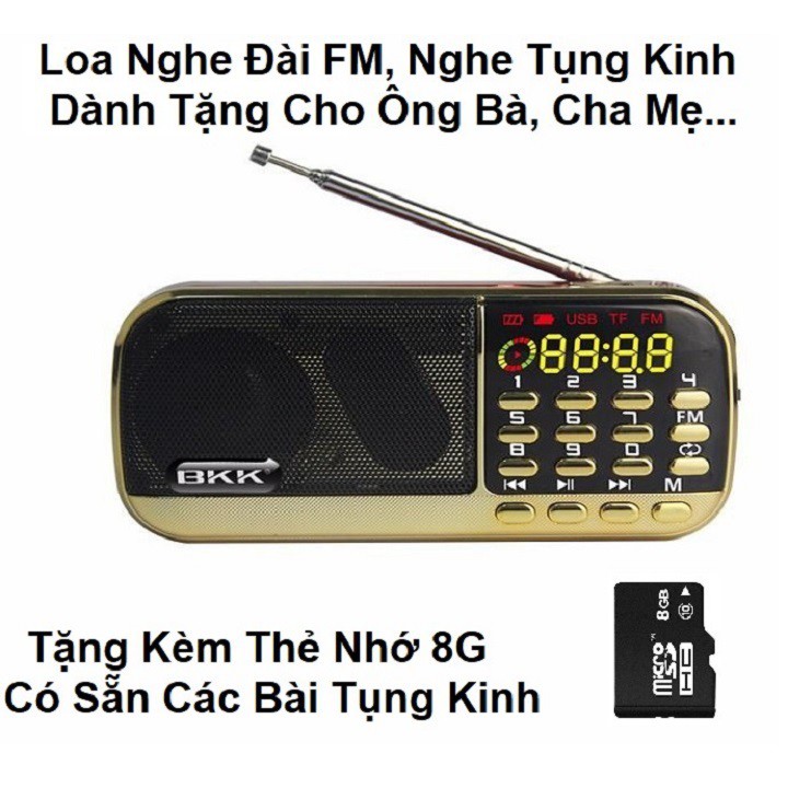 Đài Loa Nghe Tụng Kinh Phật, Tặng Thẻ Nhớ 8GB - FM Đọc Thẻ Nhớ - Món Quà Ý Nghĩa Cho Người Cao Tuổi