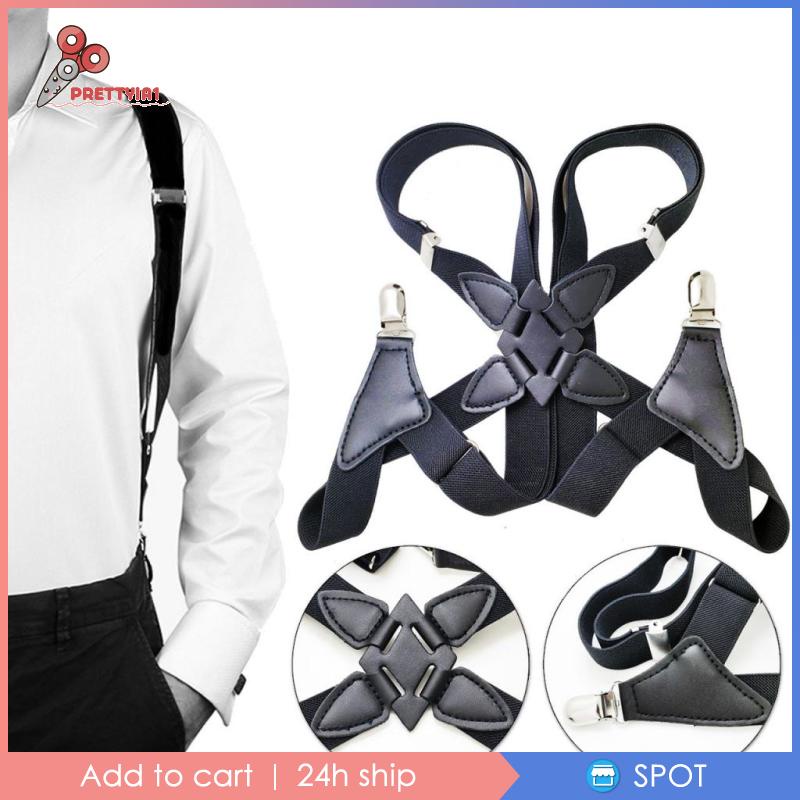 Dây chữ X bản rộng có 2 khóa kim loại hạng nặng chống trượt cố định quần áo cho nam