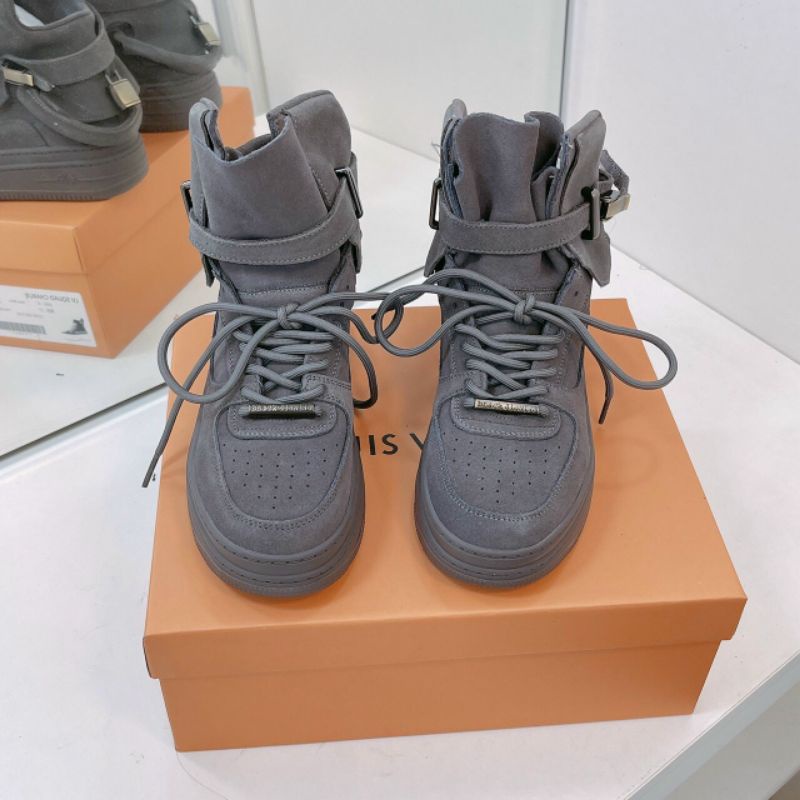 H(ẢNH THẬT) Giày Thể Thao Xám Cổ Cao Da Mềm Êm Fullbox Cao Cấp